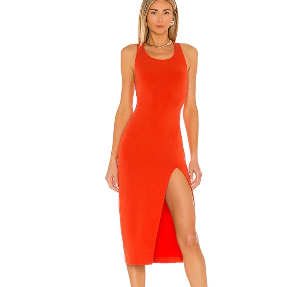 NBD Adilia Midi Dress in Red Orange S